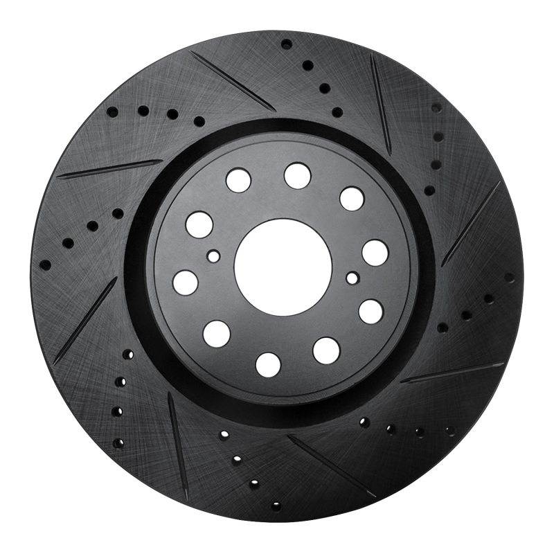 Lexus LS460 Brake Rotor (1) - Front Right - R1 Concepts - Drilled & Slotted - Black - `07-`23